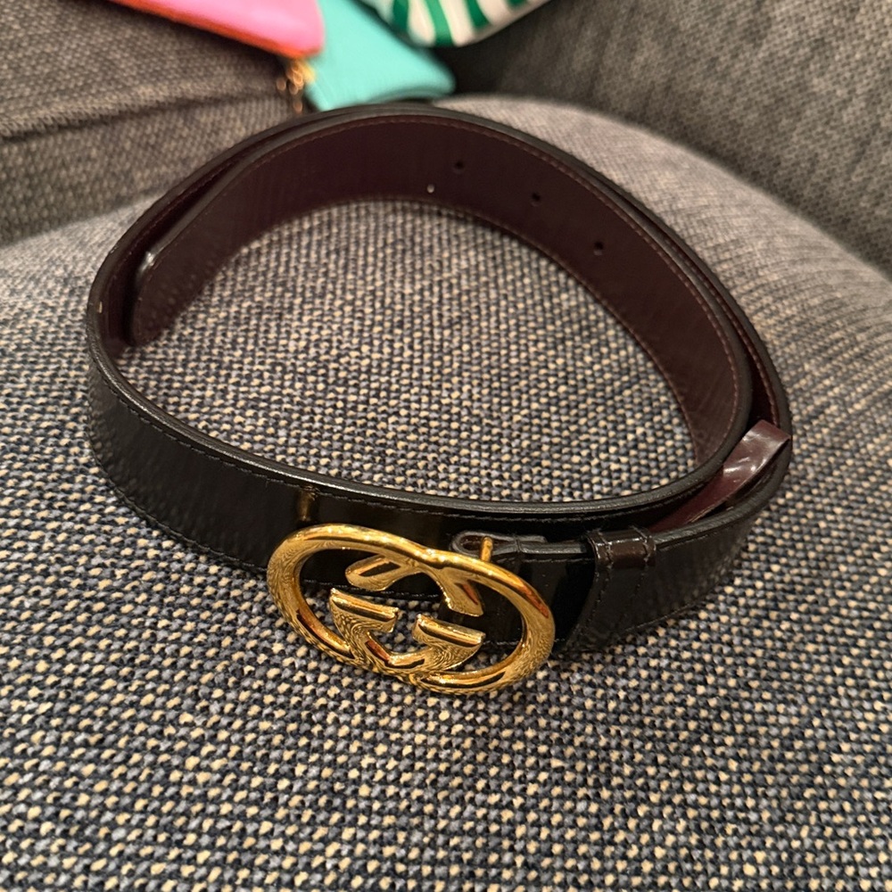 Gucci Black Belt with Gold Buckle ORIGINAL